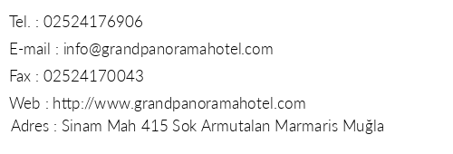 Grand Panorama Hotel telefon numaralar, faks, e-mail, posta adresi ve iletiim bilgileri